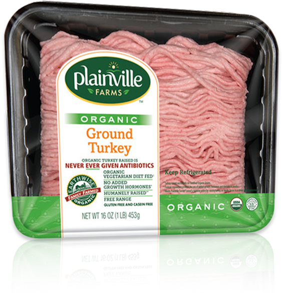 Plainville Farms organic ground turkey package